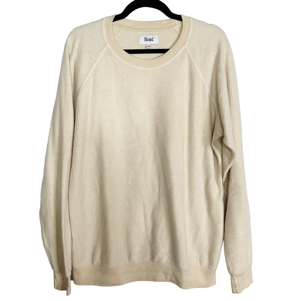 Feat Clothing Mens Medium Oatmilk Cream BlanketBlend Crew Neck Sweatshirt Cotton